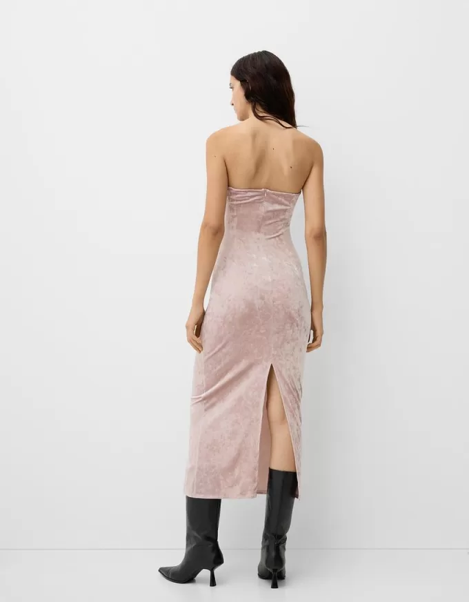Bandeau velvet midi dress