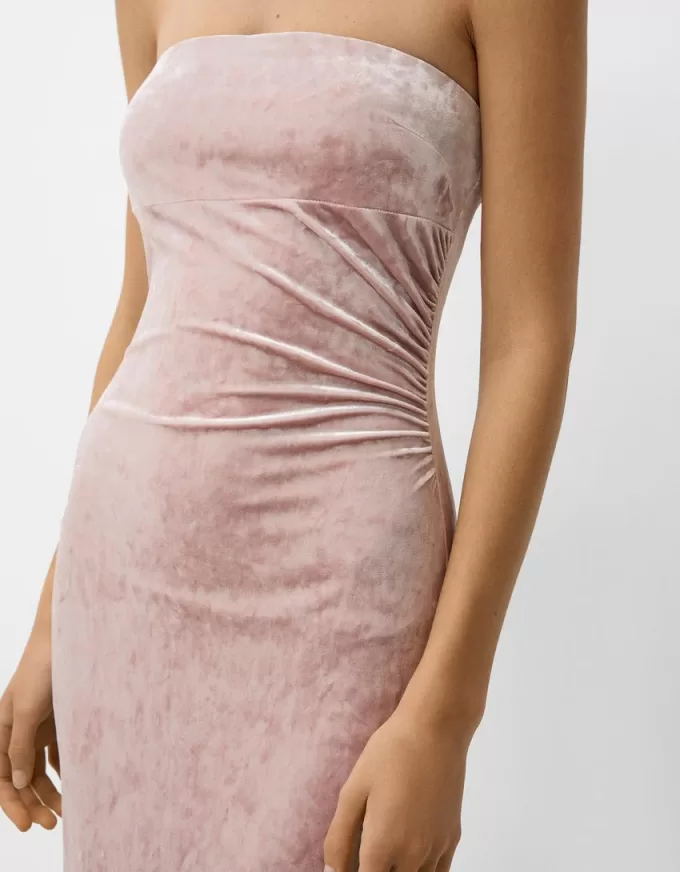 Bandeau velvet midi dress
