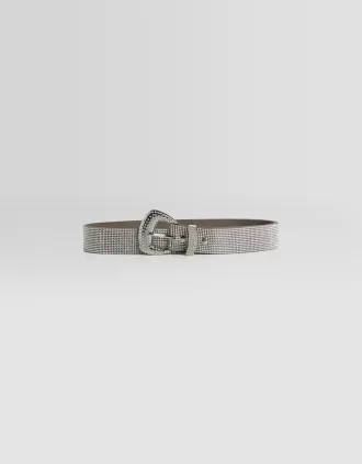 Belt with rhinestone buckle