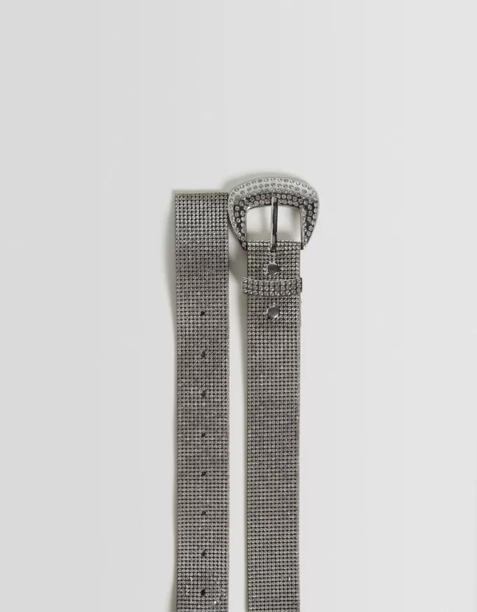 Belt with rhinestone buckle