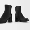 Block heel platform ankle boots