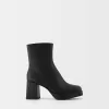 Block heel platform ankle boots