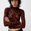 Blonde lace high neck long sleeve T-shirt Blonde lace high neck long sleeve T-shirt