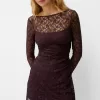Blonde lace long sleeve mini dress