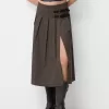 Box pleat midi skirt with a belt detail Box pleat midi skirt with a belt detail