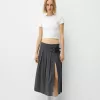 Box pleat midi skirt with a belt detail Box pleat midi skirt with a belt detail