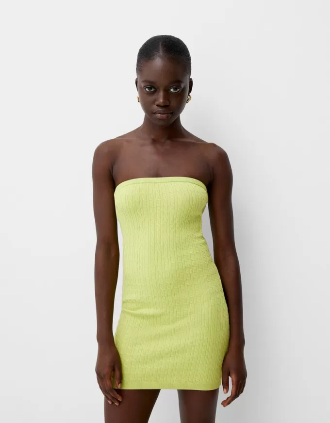 Braided off-the-shoulder mini dress Braided off-the-shoulder mini dress