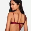 Burgundy gathered bikini top
