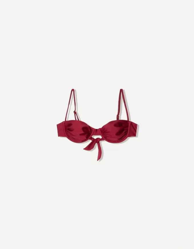 Burgundy gathered bikini top