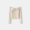 Cable-knit Bardot cardigan with zipper Cable-knit Bardot cardigan with zipper