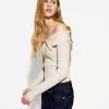 Cable-knit Bardot cardigan with zipper Cable-knit Bardot cardigan with zipper