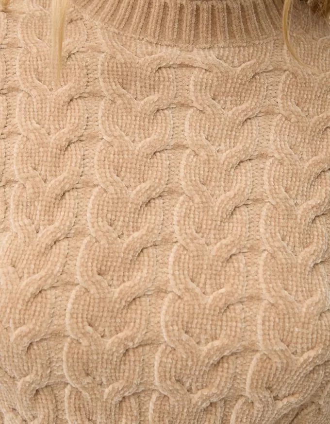 Cable-knit chenille sweater