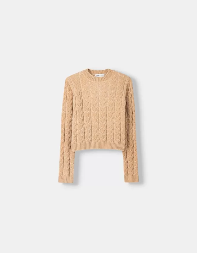 Cable-knit chenille sweater