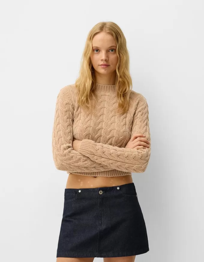 Cable-knit chenille sweater