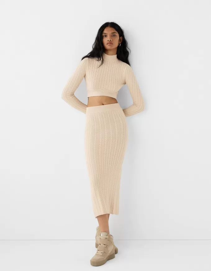 Cable-knit midi skirt Cable-knit midi skirt