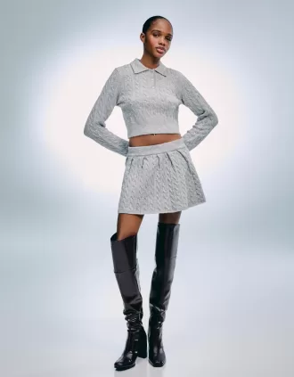 Cable-knit mini skirt