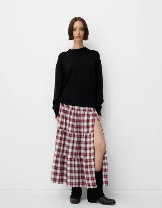 Check midi skirt