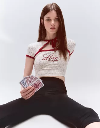 Contrast short sleeve sweater