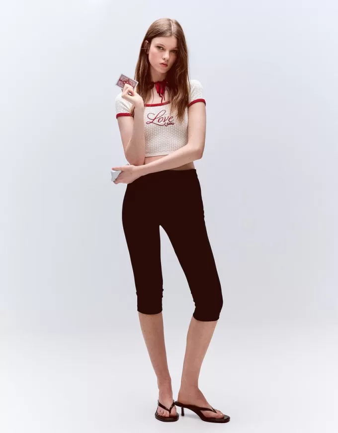 Contrast short sleeve sweater