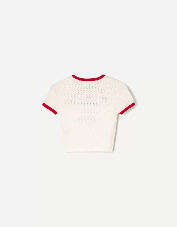 Contrast short sleeve sweater