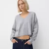 Cropped V-neck sweater
