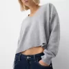 Cropped V-neck sweater
