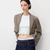 Cropped blazer with frayed hem Cropped blazer with frayed hem