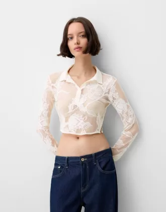 Cropped jacquard shirt