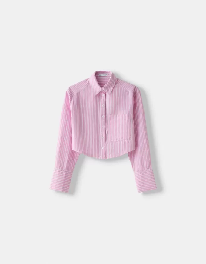 Cropped poplin shirt with pocket Cropped poplin shirt with pocket