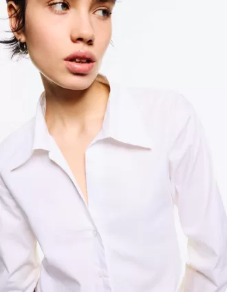 Cropped poplin shirt with ties