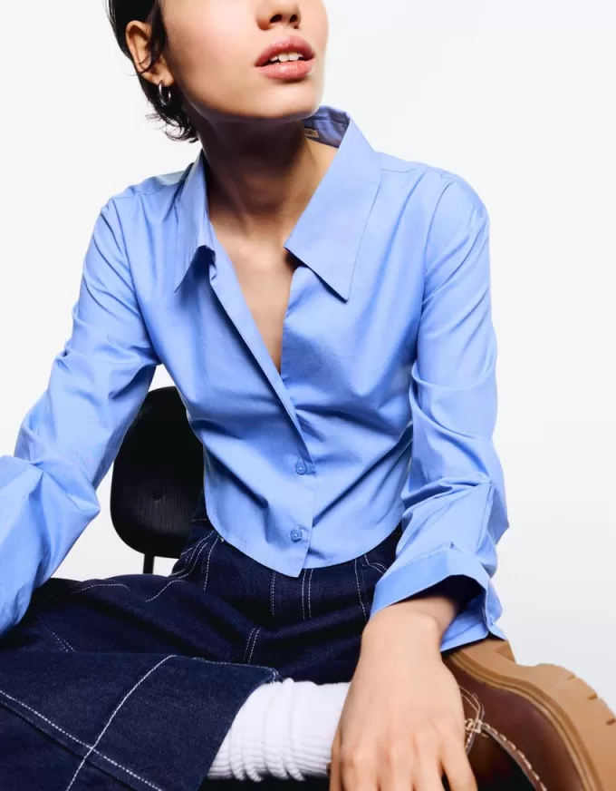 Cropped poplin shirt with ties Cropped poplin shirt with ties