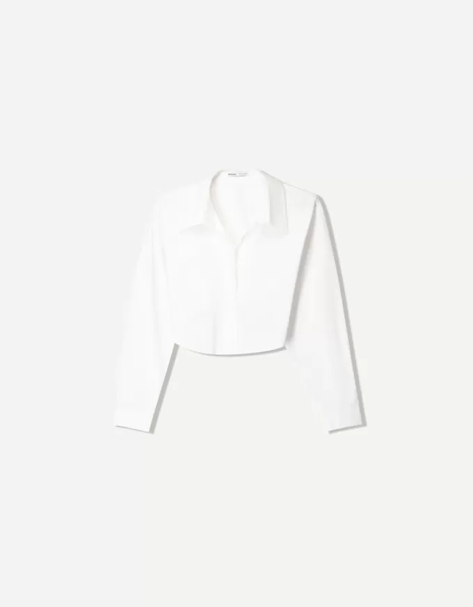 Cropped poplin shirt with ties Cropped poplin shirt with ties