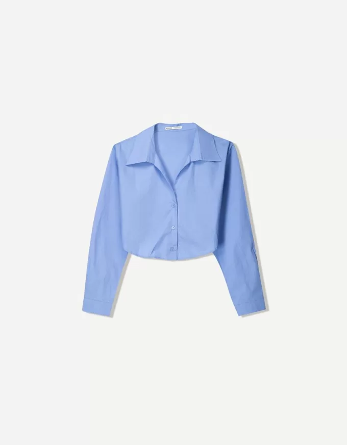 Cropped poplin shirt with ties Cropped poplin shirt with ties