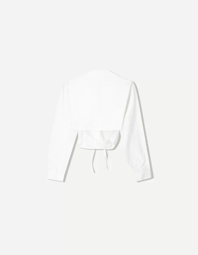 Cropped poplin shirt with ties Cropped poplin shirt with ties