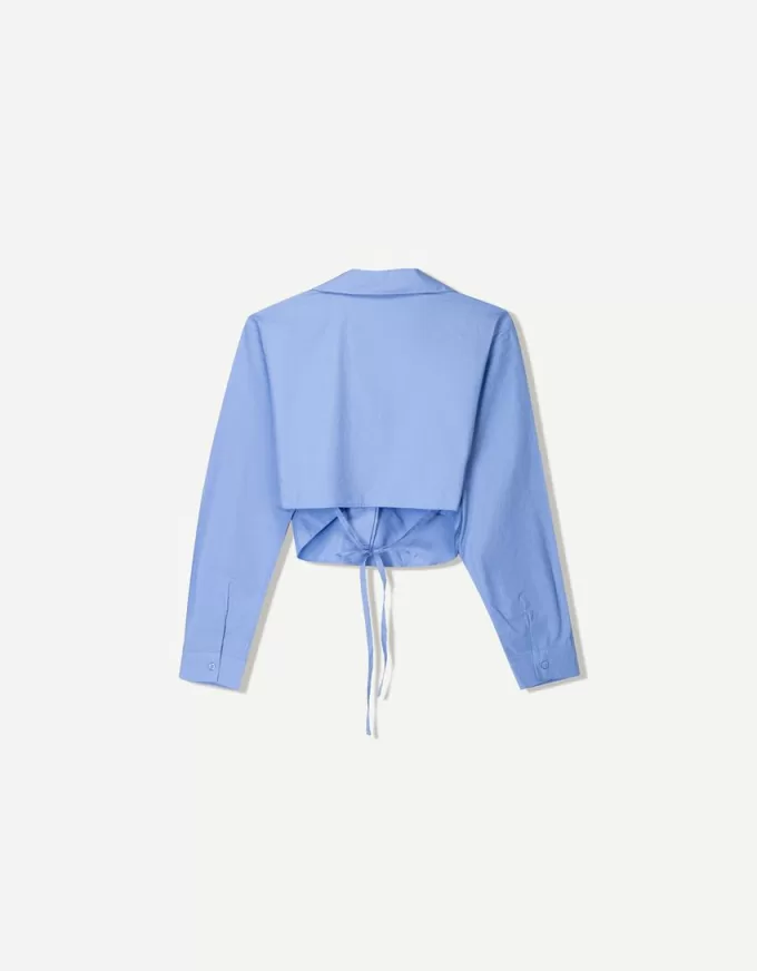 Cropped poplin shirt with ties Cropped poplin shirt with ties