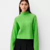 Cropped ribbed oversize high neck sweater
