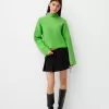 Cropped ribbed oversize high neck sweater