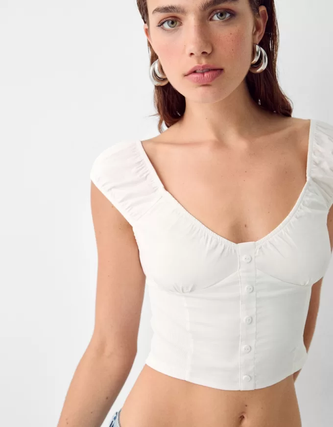 Cropped shirt with buttons Cropped shirt with buttons