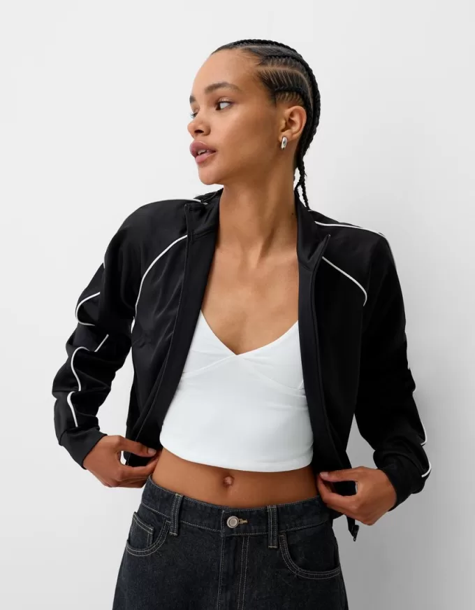 Cropped sweatshirt with zipper Cropped sweatshirt with zipper