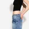Denim cargo skirt with straps