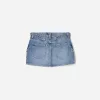 Denim cargo skirt with straps