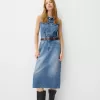 Denim midi dress with belt Denim midi dress with belt