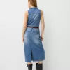 Denim midi dress with belt Denim midi dress with belt