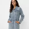 Denim mini dress with zipper Denim mini dress with zipper