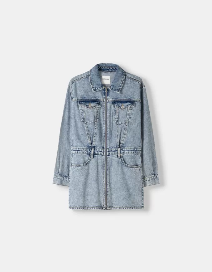Denim mini dress with zipper Denim mini dress with zipper