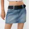 Denim mini skirt with belt