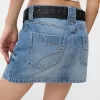 Denim mini skirt with belt