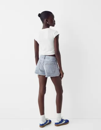 Denim shorts with rhinestones