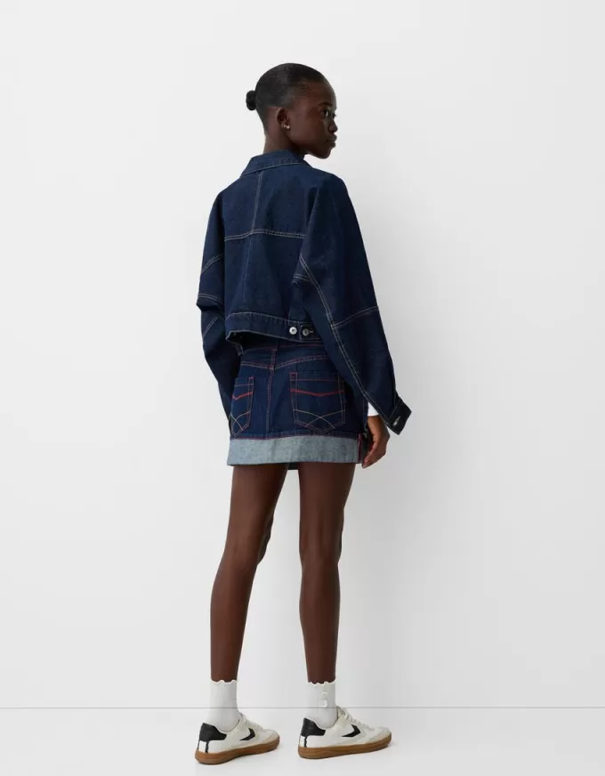Denim turn-up mini skirt Denim turn-up mini skirt