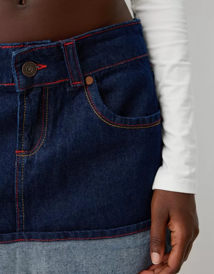 Denim turn-up mini skirt Denim turn-up mini skirt